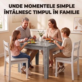 HOMCOM Masă de Sufragerie pentru 4 Persoane, Masă de Bucătărie Pătrată 80 x 80 x 75 Cm cu Piciorușe Antiderapante, Gri cu Efect de Lemn | Aosom Romania