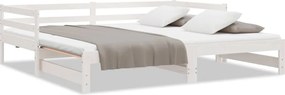 vidaXL Pat extensibil de zi fără saltea, alb, 80x200 cm