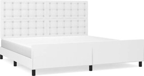 vidaXL Cadru de pat cu tăblie, alb, 200x200 cm, piele ecologică