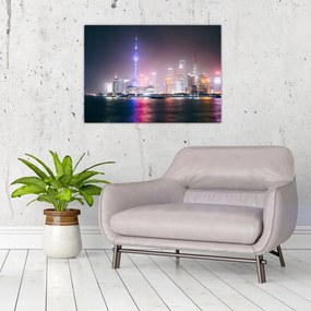 Tablou pe sticlă Shangai nocturn (70x50 cm)
