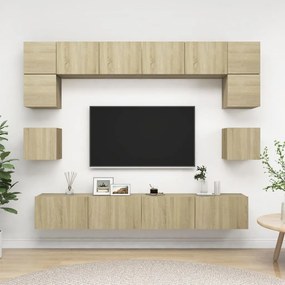 vidaXL Set de dulapuri TV, 8 piese, stejar sonoma, lemn prelucrat