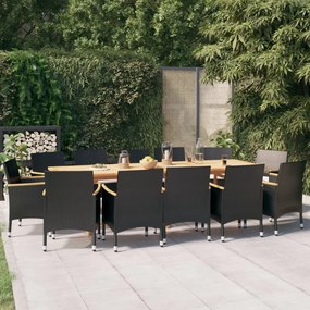 3103594 vidaXL Set mobilier de grădină cu perne, 13 piese, negru