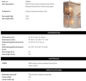 Aplica perete design LUX, Sticla, Alama Antic, Laurent