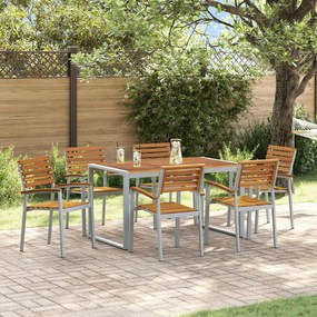 vidaXL Set de masă pentru grădină 7 pcs Gri și maro