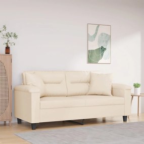 vidaXL Canapea cu 2 locuri, cu perne, bej, 140 cm, microfibră