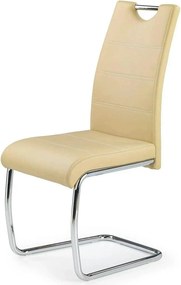 Scaun tapitat piele ecologica K211, bej/crom, 42x60x97 cm