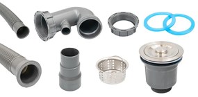 Chiuvetă Gori pătrată cu o singură lavoar și scurgător din granit, neagră