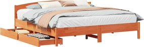 vidaXL Cadru de pat fără saltea, maro ceruit 180x200 cm lemn masiv pin