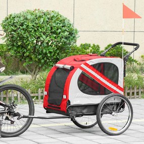 PawHut Remorcă Bicicletă pentru Câini 2-in-1, Carucior Animal de Companie, Cadru Oțel, Ataș de Călătorie | Aosom Romania