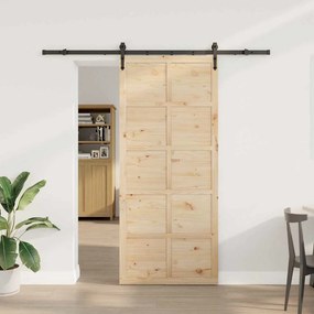 vidaXL Ușă glisantă Maro 90 x 208 cm Lemn masiv de pin