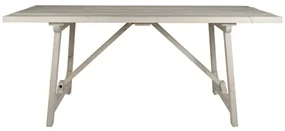 Masa dining din lemn de pin, alb cu aspect antichizat, Lhettie