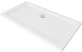 Mexen Flat cadă pentru duș dreptunghiulară slim 130 x 70 cm, Albă, sifon Crom - 40107013