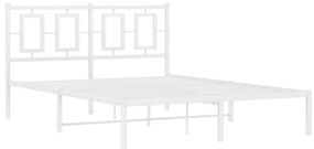 374289 vidaXL Cadru de pat metalic cu tăblie, alb, 135x190 cm