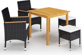 vidaXL Set mobilier de grădină, 5 piese, negru
