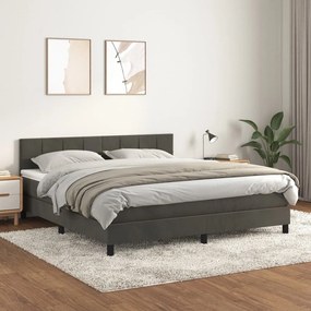 3141318 vidaXL Pat box spring cu saltea, gri închis, 180x200 cm, catifea