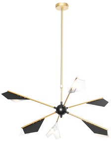 Lampa suspendată de design neagră și aurie cu 6 lumini - Sinem