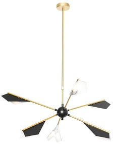 Lampa suspendată de design neagră și aurie cu 6 lumini - Sinem