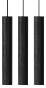 Lustra cu 3 pendule design minimalist din lemn cu spot LED încorporat Chimes 3 - black oak