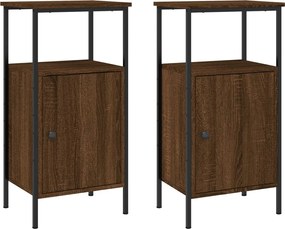 vidaXL Noptiere, 2 buc., stejar maro, 41x31x80 cm, lemn prelucrat