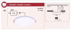 Paulmann 92389 - LED/17W IP44 Lampă încastrată baie VARIFIT 230V