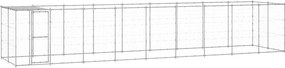 vidaXL Padoc câini de exterior cu acoperiș, 21,78 m², oțel galvanizat