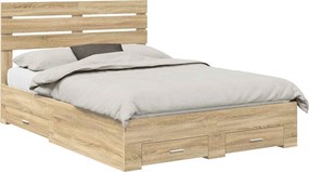 vidaXL Cadru de pat cu sertar cu headboard cu depozitare Lemn compozit