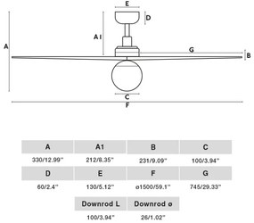 Ventilator de tavan FARO 34276-11L KLIM L 1xE27/15W/230V lemn/negru + telecomandă