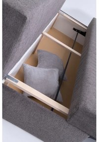 Canapea extensibilă tapițată PAUL, 3 locuri, pentru dormit zilnic, fără cotiere, gri