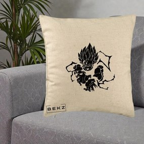 Perna Personalizata Dragon Ball Goku Super Saiyan Silueta, 40x40 cm, Bej, Husa Detasabila, Perna Inclusa, BEKZ®