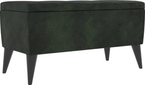 Bancheta Tapitata Mera, cu spatiu depozitare, Verde Inchis, Stofa, 80 x 37 x 42 cm