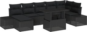 vidaXL Set de canapele pentru grădină 8 pcs Negru Rattan poli