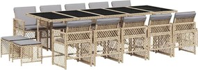 vidaXL Set mobilier de grădină cu perne, 15 piese, bej, poliratan