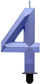 Numere Diamond Metallic Lumânare albastră numărul 4, lumânare de tort