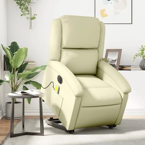 vidaXL Fotoliu electric masaj rabatabil cu ridicare crem piele natural