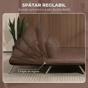 HOMCOM Canapea Extensibilă 2 Locuri din Piele Întoarsă Sintetică cu Spătar Reglabil și 2 Perne, Maro Închis | Aosom Romania