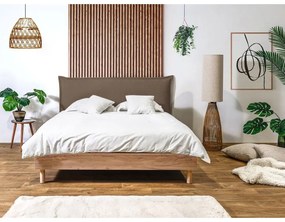 Pat matrimonial maro/natural cu somieră 180x200 cm Charlie – Bobochic Paris