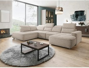Coltar COLOMBO XL, sezlong stanga, stofa catifelata bej - Letto 11, cu