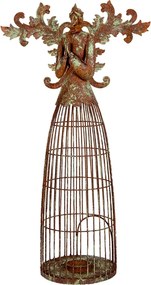 Suport lumanare, auriu, din metal, 29x17x58 cm, aspect vintage, Angel
