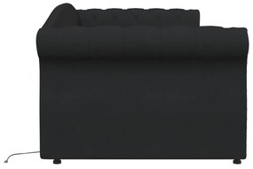 Pat de zi, negru, 90x200 cm, textil, USB Negru