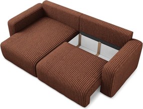 Colțar teracotă extensibil/cu spațiu de depozitare cu tapițerie din catifea reiată (cu colț pe partea stângă/cu șezlong) Kona – Makamii