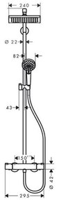 Coloana dus cu baterie si termostat Hansgrohe, Crometta E 240, crom