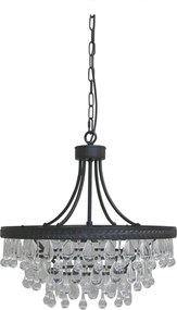 Candelabru din sticlă, cu piese în formă de picătură, 6 surse de lumină, "Versailles"