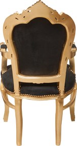 Fotoliu stil francez Ludovic al XVI-lea din lemn masiv de fag, negru, foita de aur