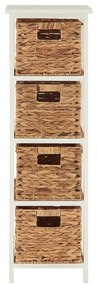 Etajeră de baie albă/în culoare naturală din lemn masiv de paulownia 32x100 cm Padstow – Premier Housewares