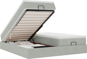 vidaXL Cadru de pat otoman cu saltele Gri deschis 160x200cm catifea