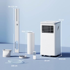 HOMCOM Aer condiționat mobil 10000BTU, aparat portabil 4-în-1 răcire deumidificator ventilator mod noapte, alb | Aosom Romania