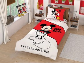 Lenjerie de pat pentru copii TAC, Bumbac 100%, 3 piese, Mickey Mouse Calandir