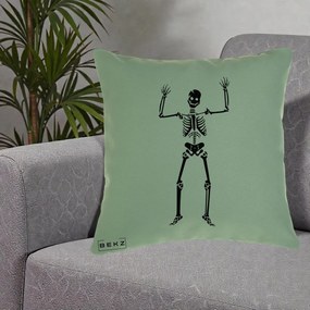 Perna Decorativa Halloween Schelet Dansator, 40x40 cm, Verde, Husa Detasabila, Perna Inclusa, BEKZ®