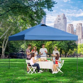 Outsunny Pavilion de gradina, pavilion pliabil, cort festiv, cort de gradina inclusiv cuie, franghii, tesatura Oxford, 2,95 x 2,95 x 2,64 m, Albastru | Aosom Romania