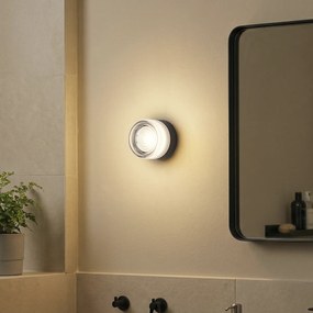 Lampă de perete de design neagră cu sticlă opal IP44 - Michele